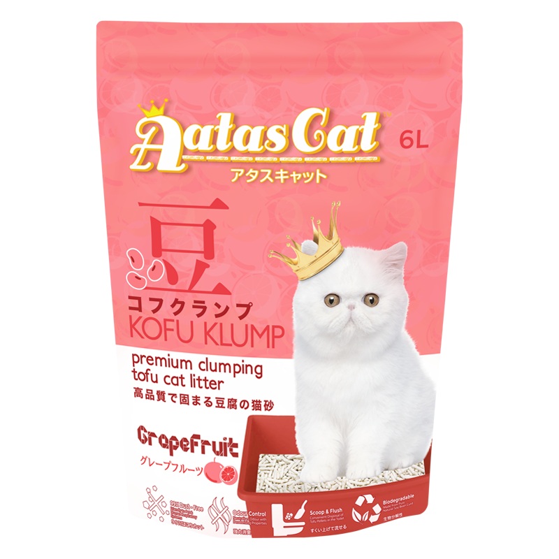 Aatas Cat Premium Clumping Tofu Cat Litter – Kofu Klump Grapefruit 6L