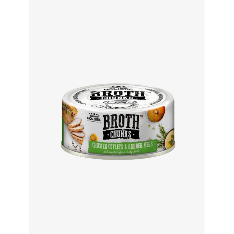 Absolute Holistic Broth Chunks Wet Cat & Dog Food (Chicken Cutlets & Garden Vegs) 80g