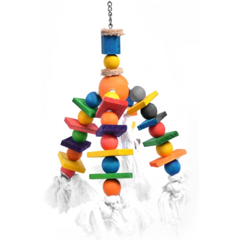BIRD TOY COLORFUL LUSTER/ROPE/BLOCKS
