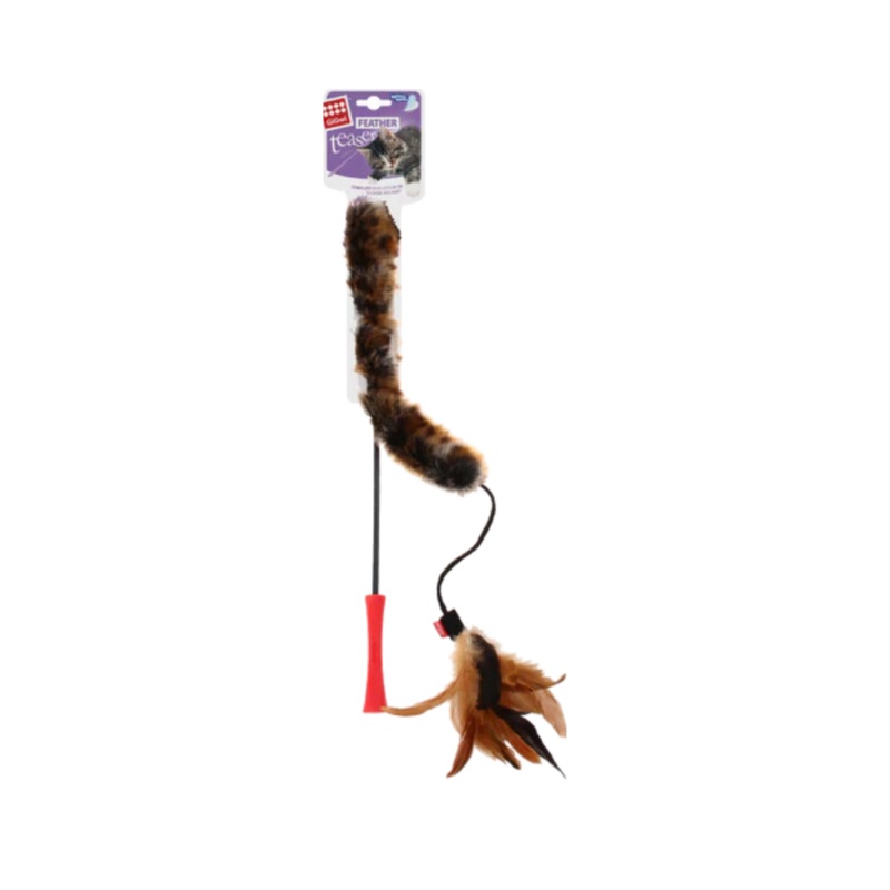 CATWAND FEATHER TEASER WITH NATURAL FEATHER & TPR HANDEL