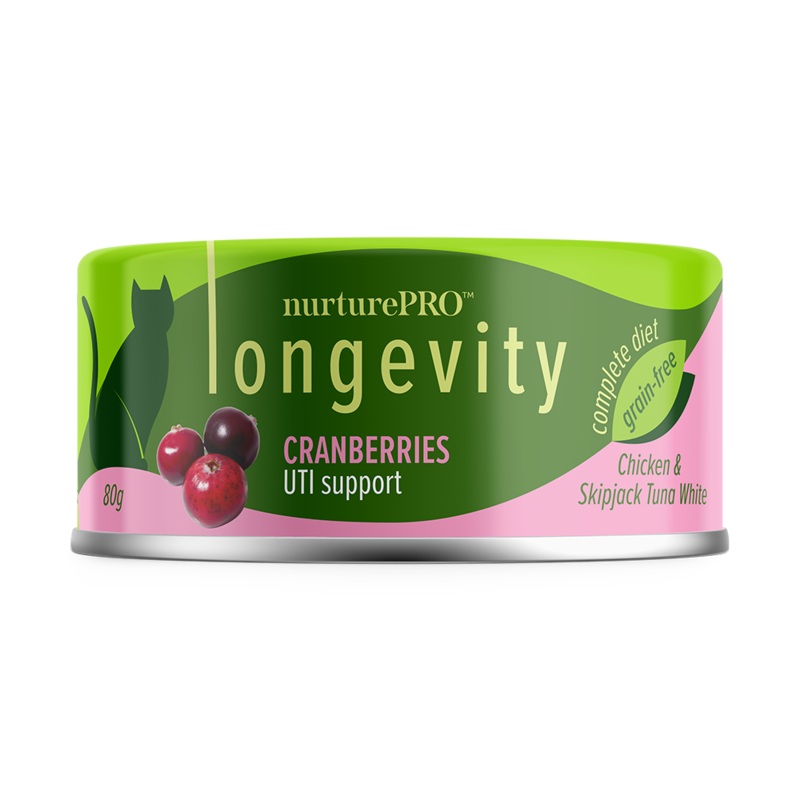 *DONATION TO KITTEN SANCTUARY SG* Nurture Pro Cat Longevity with Green Tea Essence GF Chicken & Skipjack Tuna White Meat Cranberries 80g x 24cans