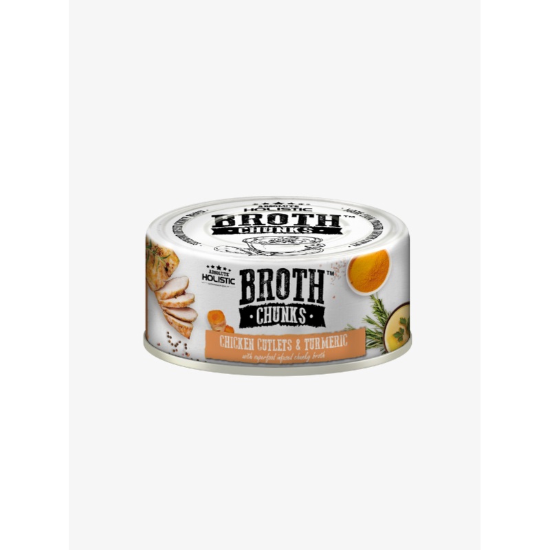 Absolute Holistic Broth Chunks Wet Cat & Dog Food (Chicken Cutlets & Turmeric) 80g