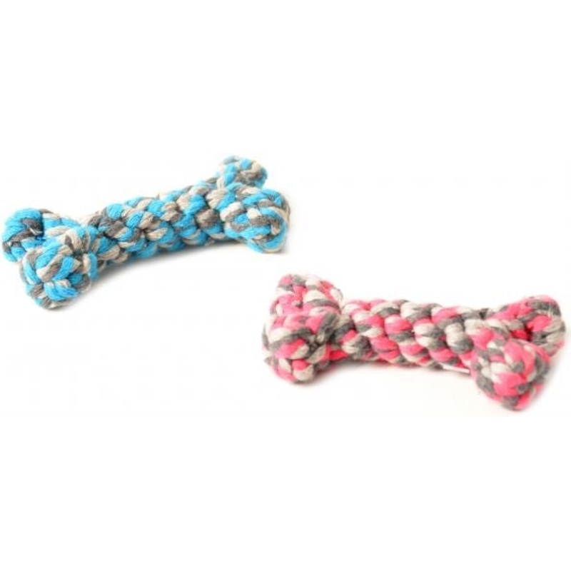 DOG TUG TOY KNOTTED BONE BLUE/PINK