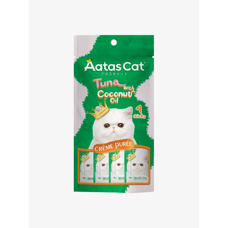 Aatas Cat Crme Pure Tuna with Coconut Oil Creme Puree Cat Liquid Treats 14g (4 Sachets)