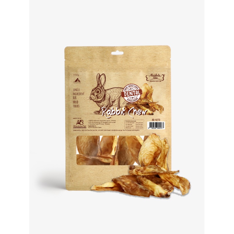 Absolute Bites Rabbit Chew Dog and Cat Treats 150g (Rabbit Ear)