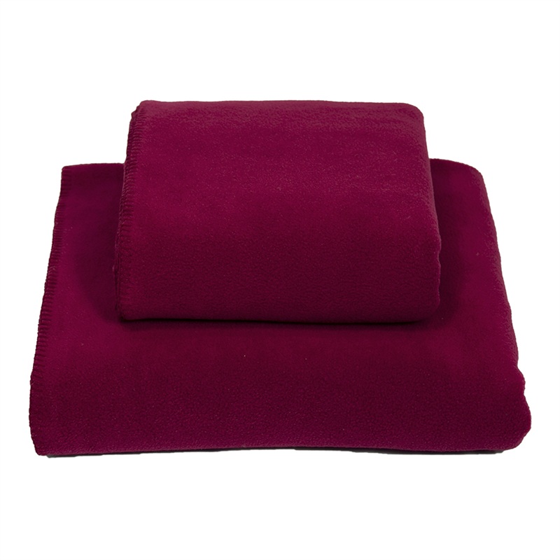 Stitched Fleece Blanket Burgundy and Burgundy Thread MEDIUM