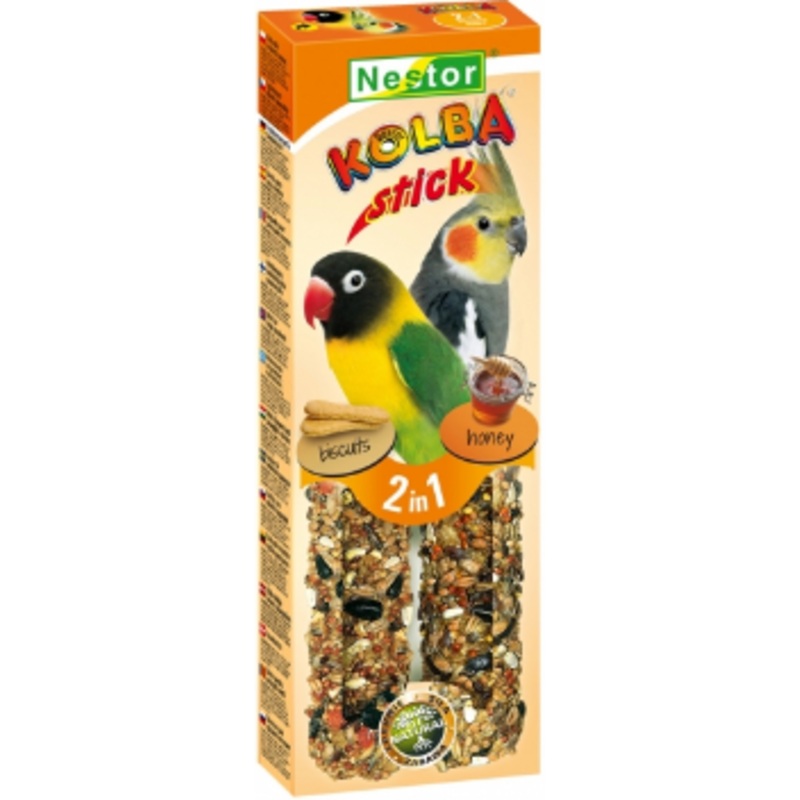 2x COCATIEL-LOVEBIRD STICKS  2 IN 1 BISCUIT / HONEY 115gr