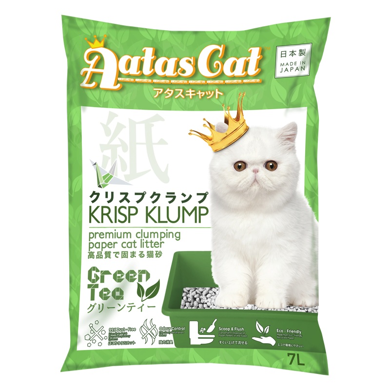 Aatas Cat Premium Clumping Paper Cat Litter – Krisp Klump Green Tea 7L