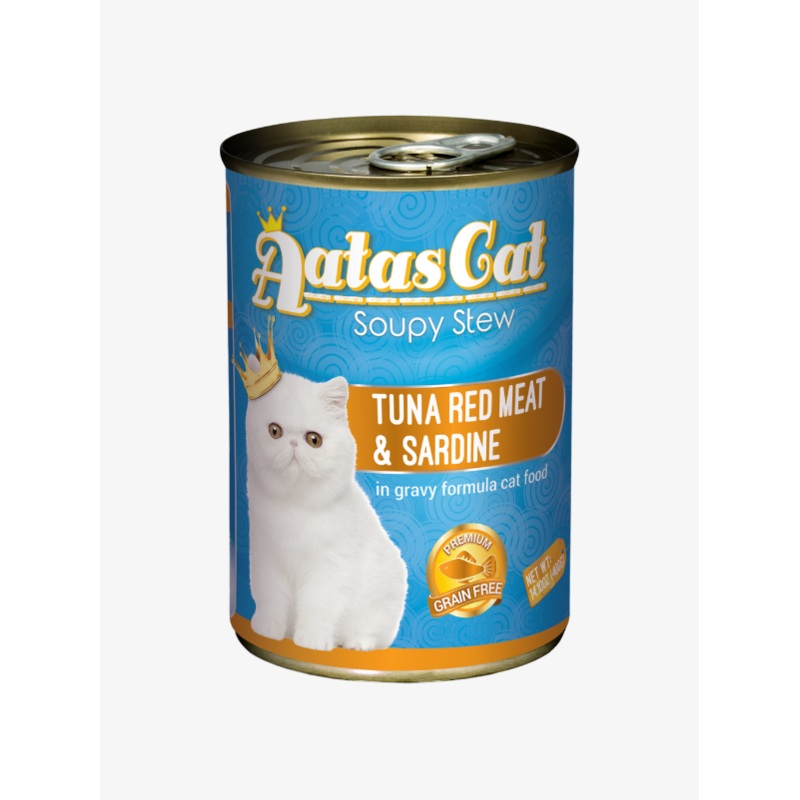 Aatas Cat Soupy Stew Grain-Free Cat Wet Canned Food Tuna Red Meat & Sardine in Gravy 400g