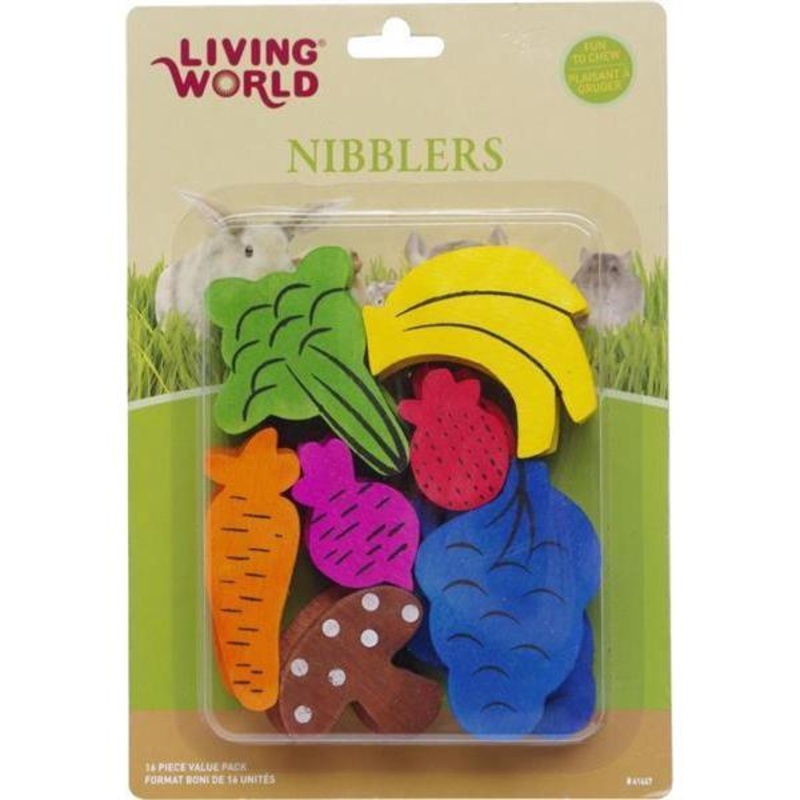Living World Nibblers Fruit and Veggie Mix Small Animal Wooden Chews