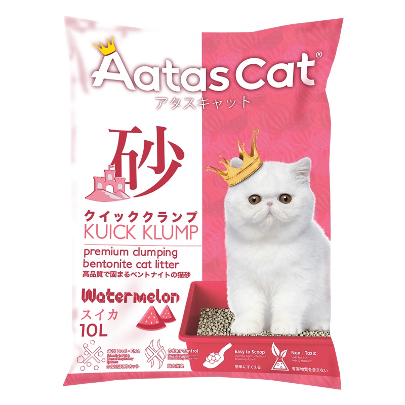 Aatas Cat Premium Clumping Bentonite Cat Litter – Kuick Klump Watermelon 10L