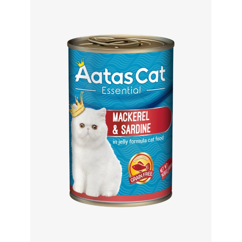 Aatas Cat Essential Grain-Free Cat Wet Canned Food Mackerel & Sardine in Jelly 400g