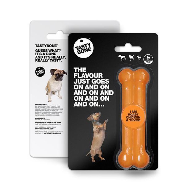 TastyBone Dog Toy Nylon Chicken and Thyme Bone for Toy Breeds ^._.^