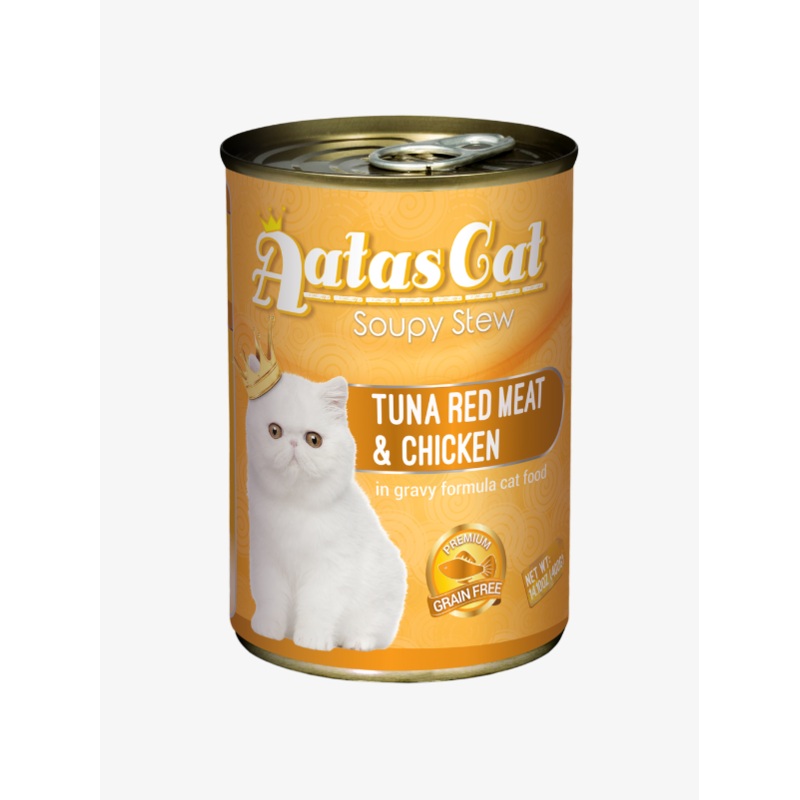 Aatas Cat Soupy Stew Grain-Free Cat Wet Canned Food Tuna Red Meat & Chicken in Gravy 400g