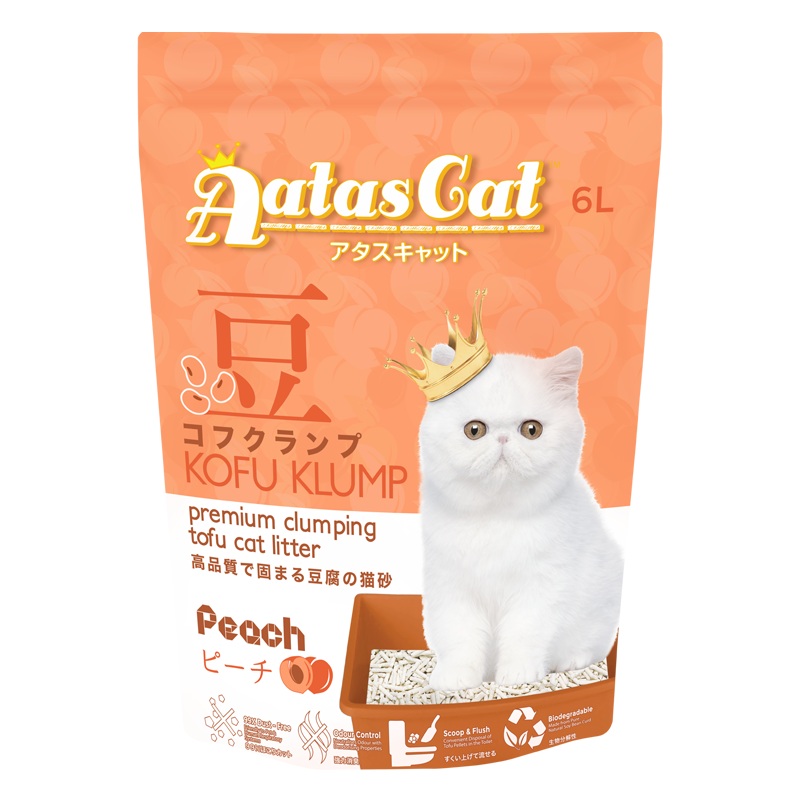 Aatas Cat Premium Clumping Tofu Cat Litter – Kofu Klump Peach 6L