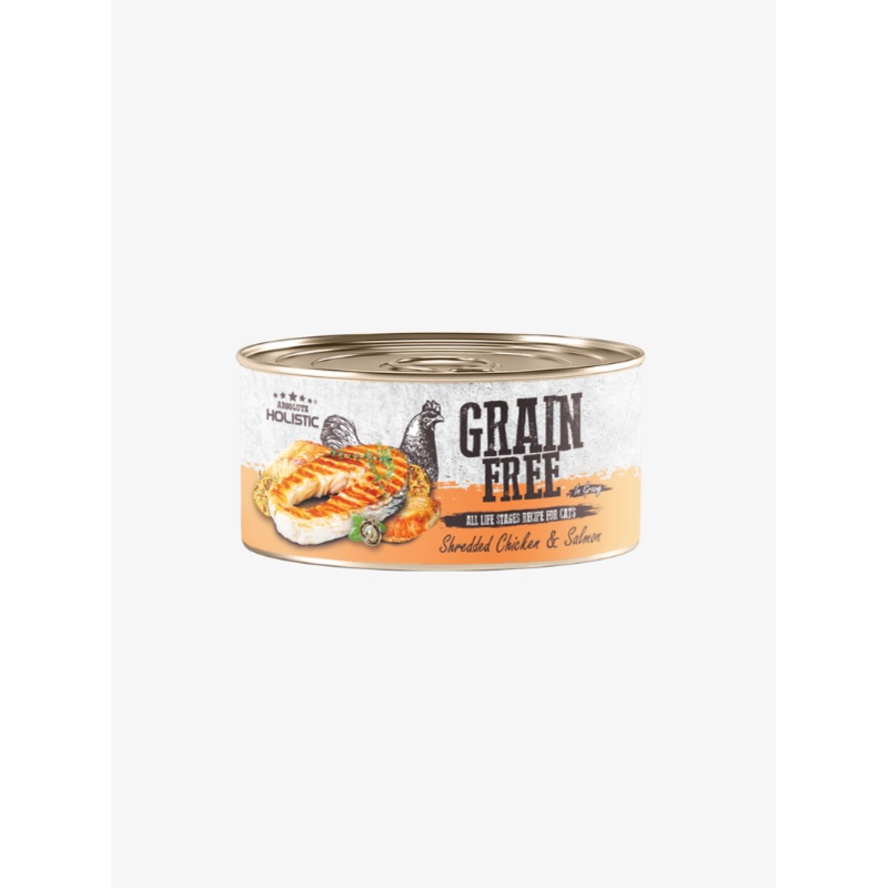 Absolute Holistic Grain Free Wet Cat Food (Shredded Chicken & Salmon) 80g x 24 cans
