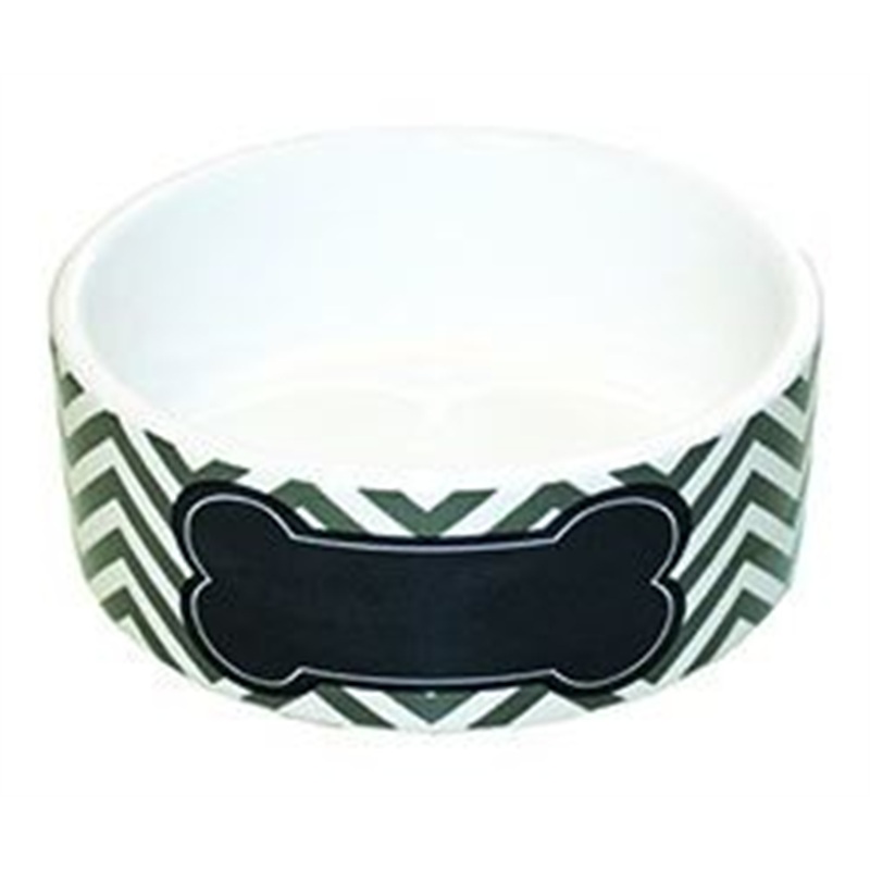 Chevron Pet Bowl Grey – Med