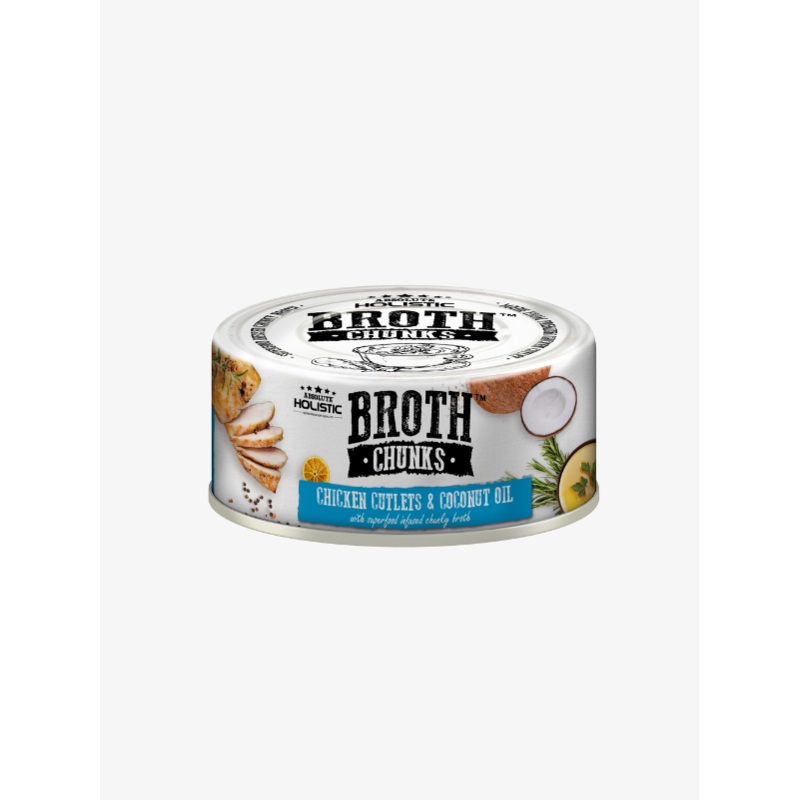 Absolute Holistic Broth Chunks Wet Cat & Dog Food (Chicken Cutlets & Coconut Oil) 80g