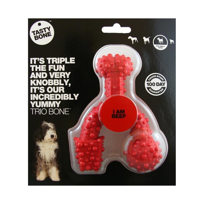TastyBone Dog Toy Nylon Trio Beef Bone for Small Dogs ^._.^
