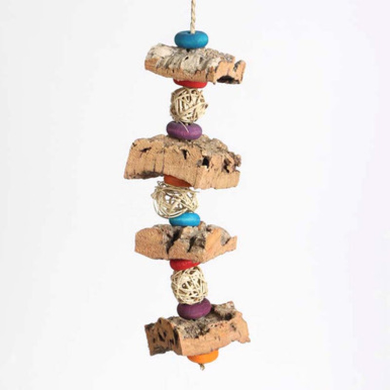 Corky Block and Vine Ball Tower Natural Parrot Toy