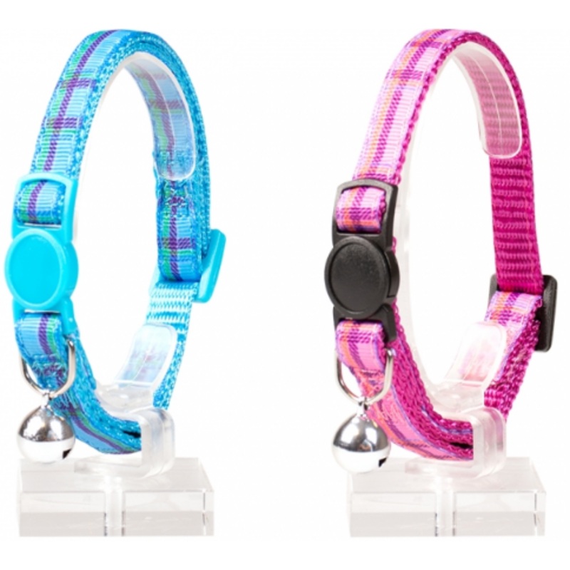 CAT COLLAR TARTAN|BLUE|PINK