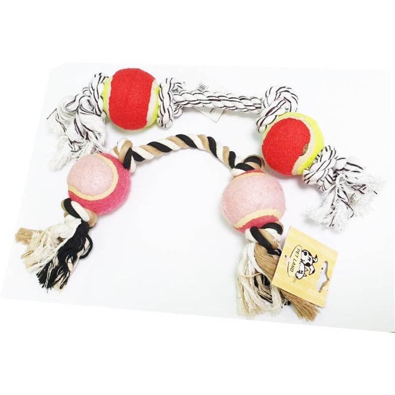 DOG TOY ROPE WITH BALLS 45 x 7cm