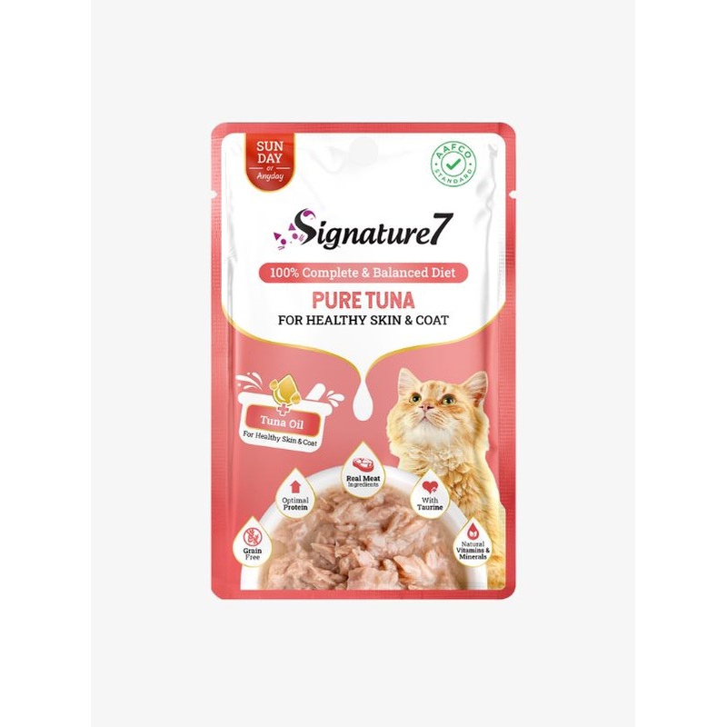Signature7 Cat Wet Pouch  Tuna in Gravy for Healthy Skin & Coat (Sun) 50g