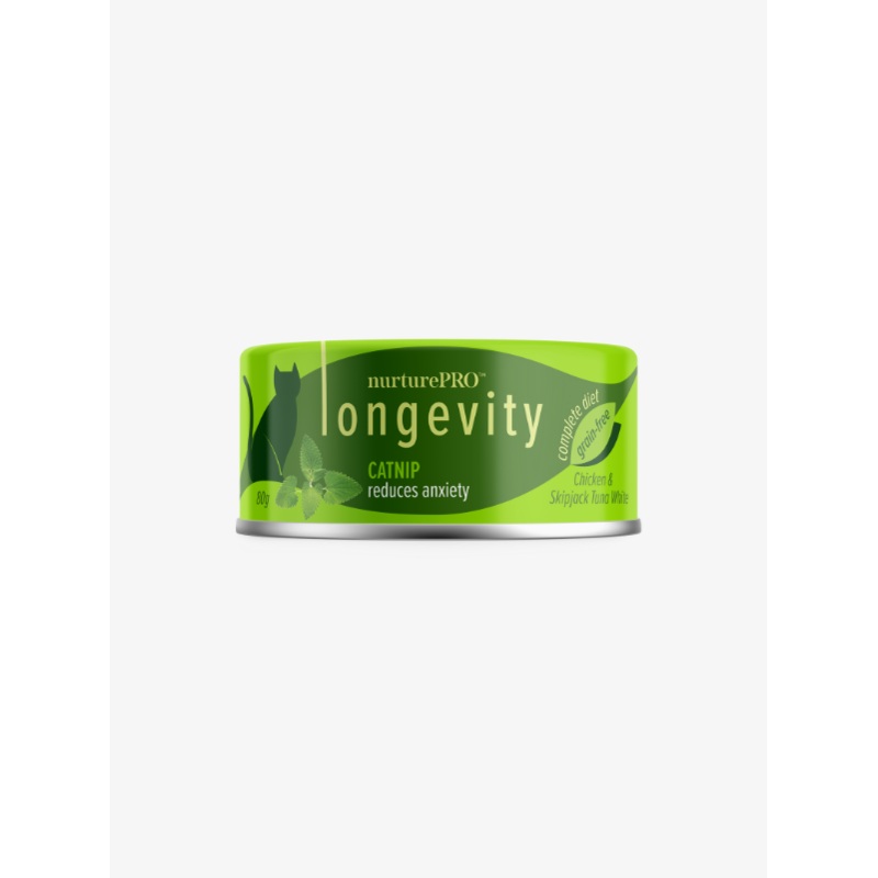 Nurture PRO Longevity Chicken & Skipjack Tuna Wet Cat Food 80g x 24 cans (Catnip)