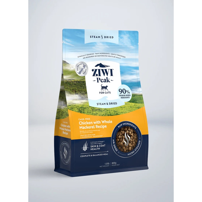 Ziwi Peak Steam & Dried Chicken with Whole Mackerel for Cats
