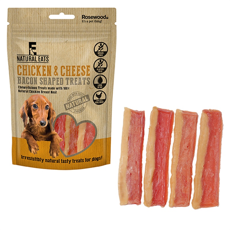 Rosewood Natural Eats Chicken and Cheese, Bacon Shapes Dog Treats 100g