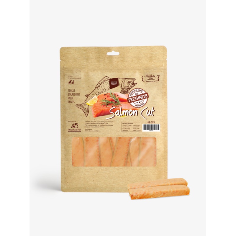 Absolute Bites Single Ingredient Fresh Cut Treats for Dogs & Cats  Salmon Cut (240g)
