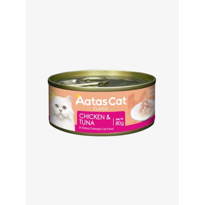 Aatas Cat Creamy Chicken & Tuna in Gravy Grain-Free Wet Canned Food for Cats 80g