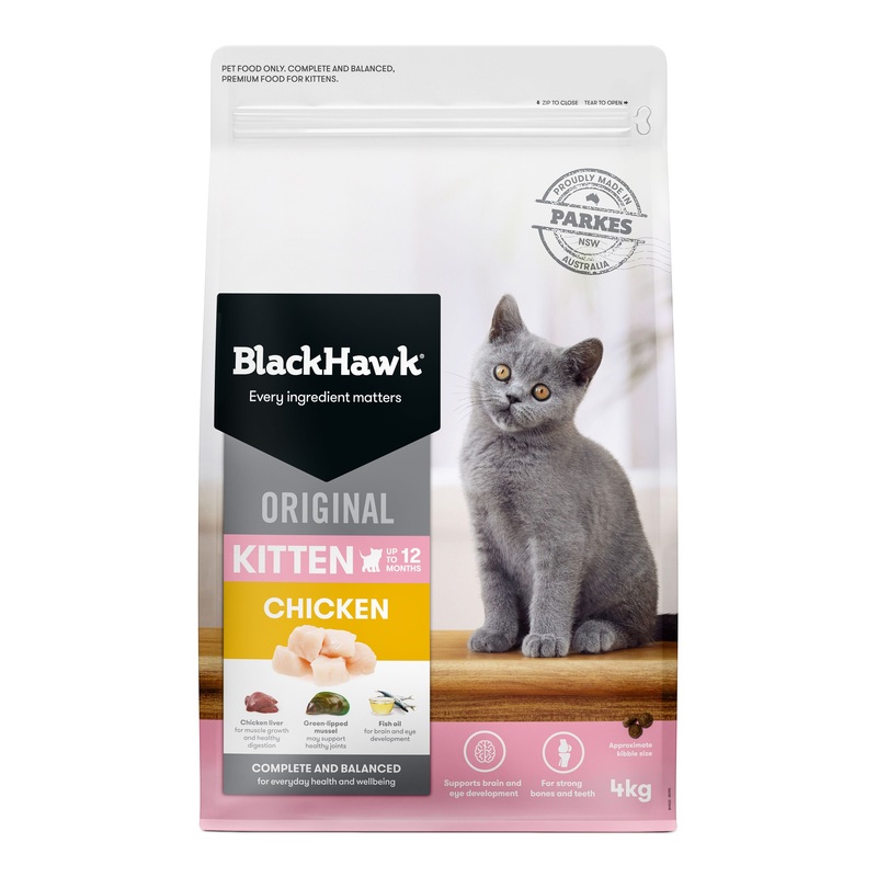 Black Hawk Chicken Kitten Dry Food 4kg ^._.^