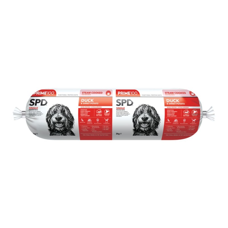 *CHILLED* Prime100 Dog Sk-G200F – Duck & Sweet Potato Cooked Roll 2kg