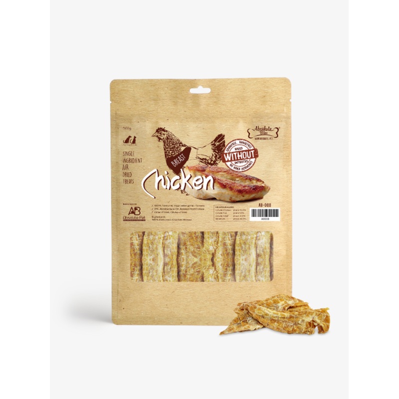 Absolute Bites Single Ingredient Air Dried Treats for Dogs & Cats  Chicken Breast (400g)