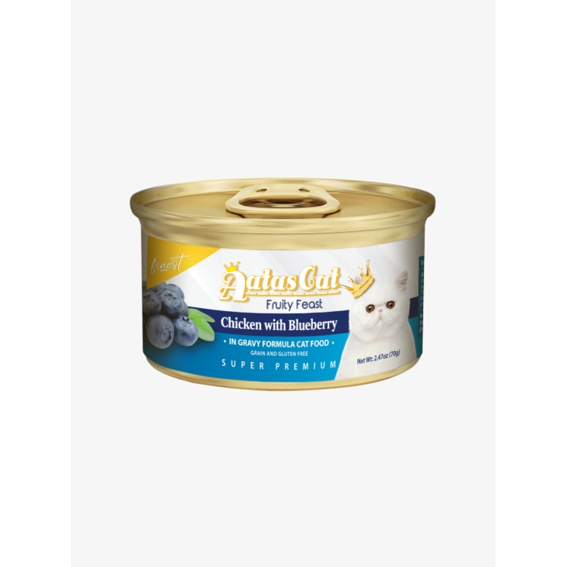 Aatas Cat Finest Fruity Feast Cat Wet Canned Food Chicken with Blueberry in Gravy 70g