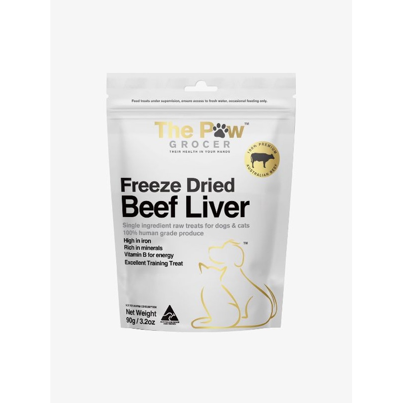 The Paw Grocer  Freeze Dried Beef Liver Cat & Dog Treats 90g
