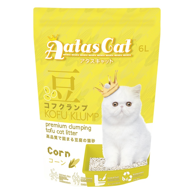 Aatas Cat Premium Clumping Tofu Cat Litter – Kofu Klump Corn 6L