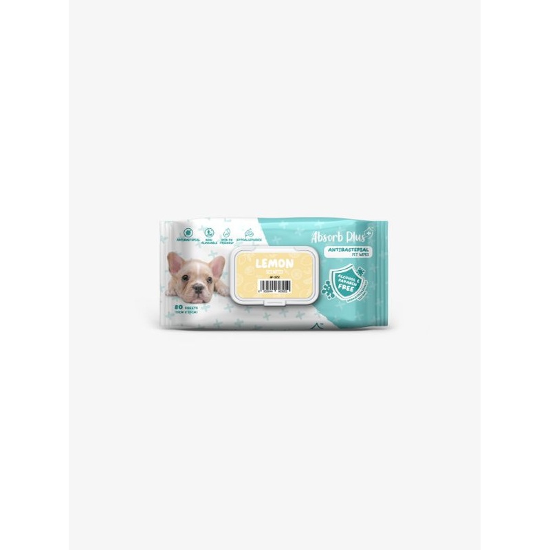 Absorb Plus Anti Bacterial Pet Wipes (Lemon) 80pcs