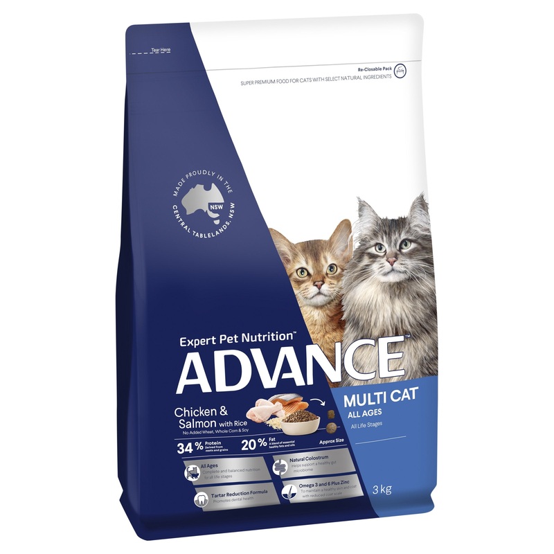 Advance Chicken and Salmon Multi Cat All Ages Cat Dry Food 3kg