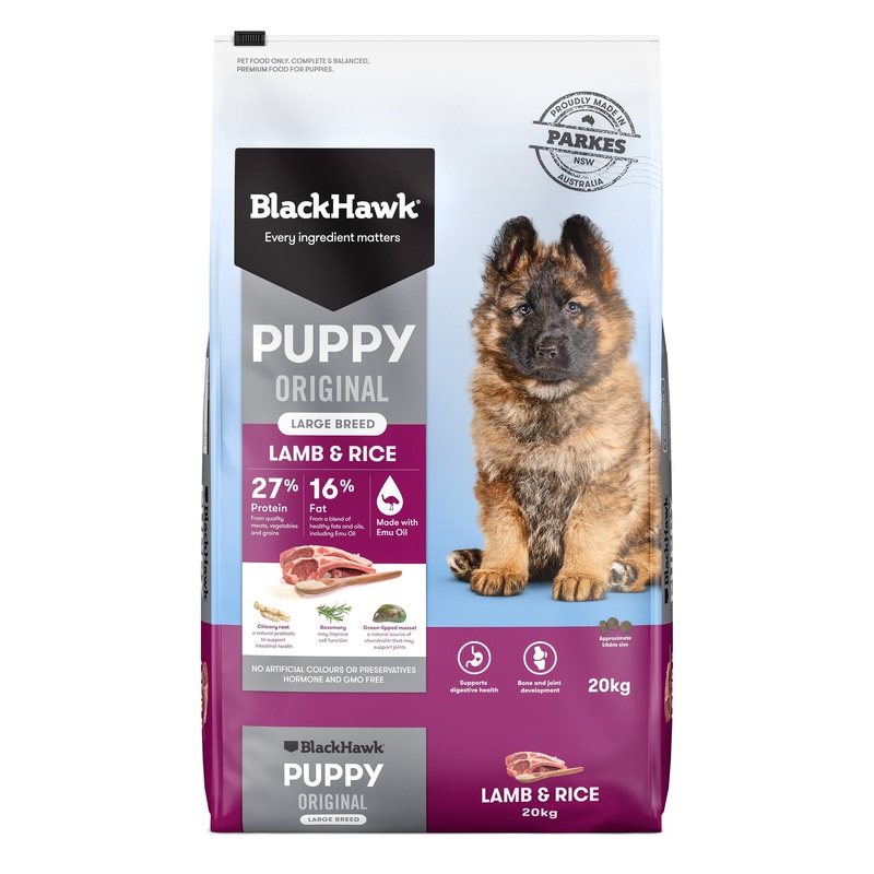 Black Hawk Lamb and Rice Large Breed Puppy Dry Dog Food 20kg ^._.^