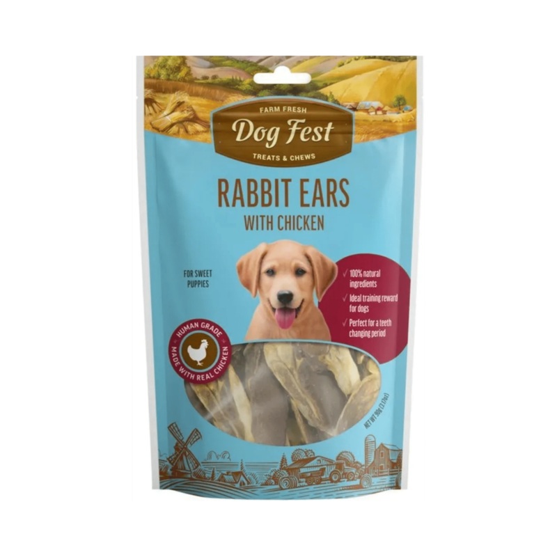 DOGFEST RABBIT EARS WITH CHICKEN TREATS