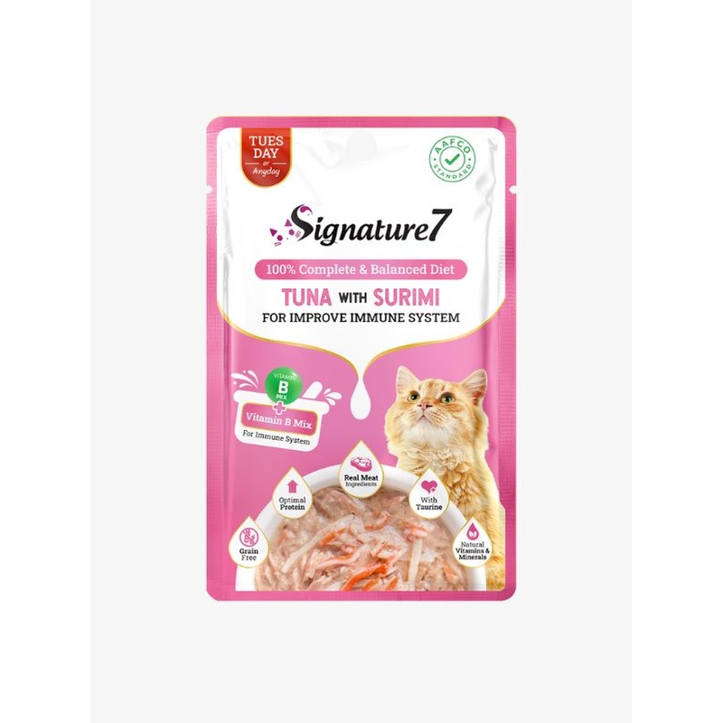Signature7 Cat Wet Pouch  Tuna with Surimi in Gravy for Immune System (Tues) 50g