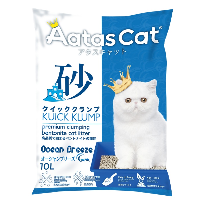 Aatas Cat Premium Clumping Bentonite Cat Litter – Kuick Klump Ocean Breeze 10L