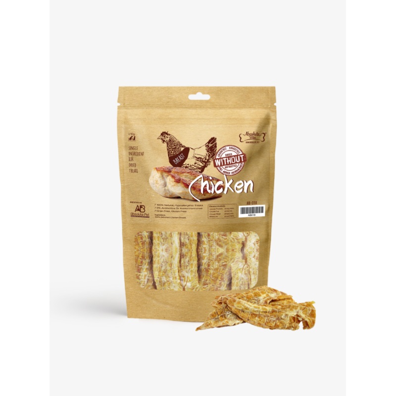Absolute Bites Single Ingredient Air Dried Treats for Dogs & Cats  Chicken Breast (170g)