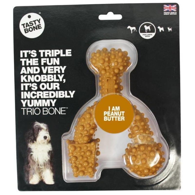 TastyBone Dog Toy Nylon Trio Peanut Butter Bone for Small Dogs ^._.^