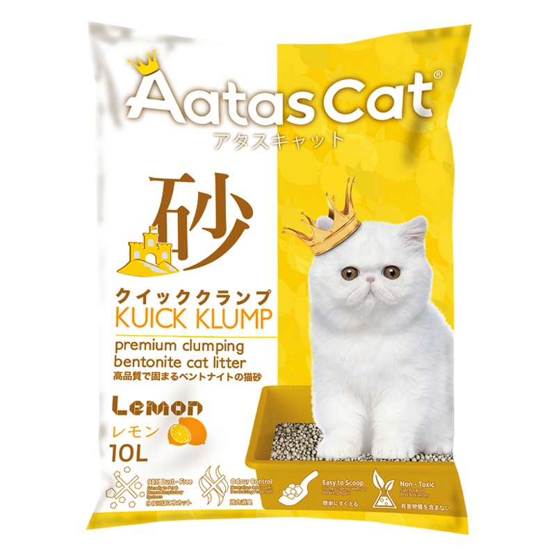 Aatas Cat Premium Clumping Bentonite Cat Litter – Kuick Klump Lemon 10L