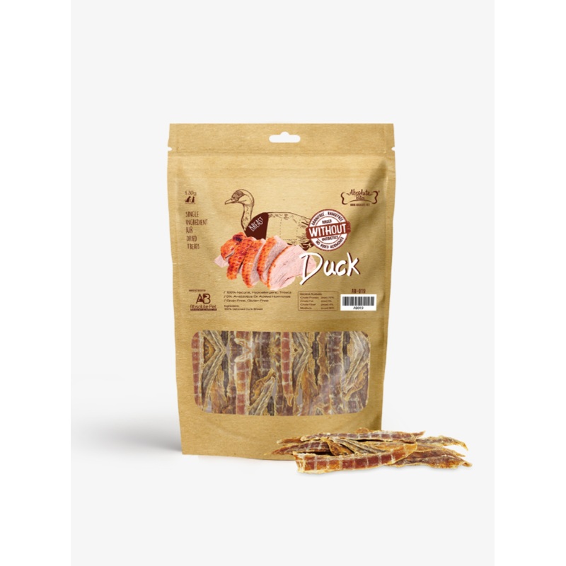 Absolute Bites Single Ingredient Air Dried Treats for Dogs & Cats  Duck Breast (130g)