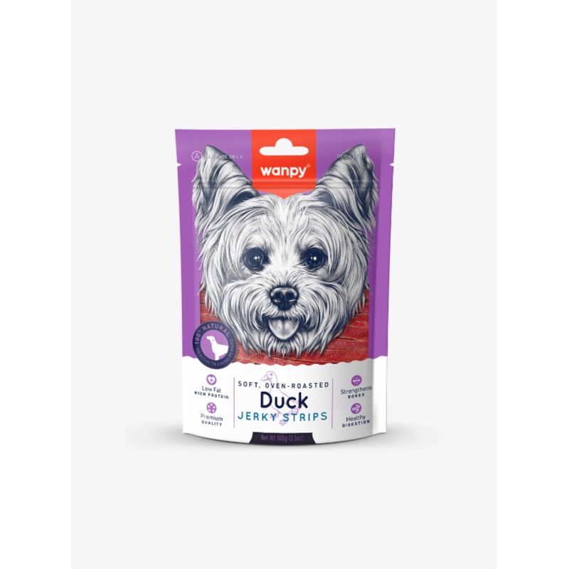 Wanpy Soft Oven-Roasted Duck Jerky Strips Cat Treats 80g