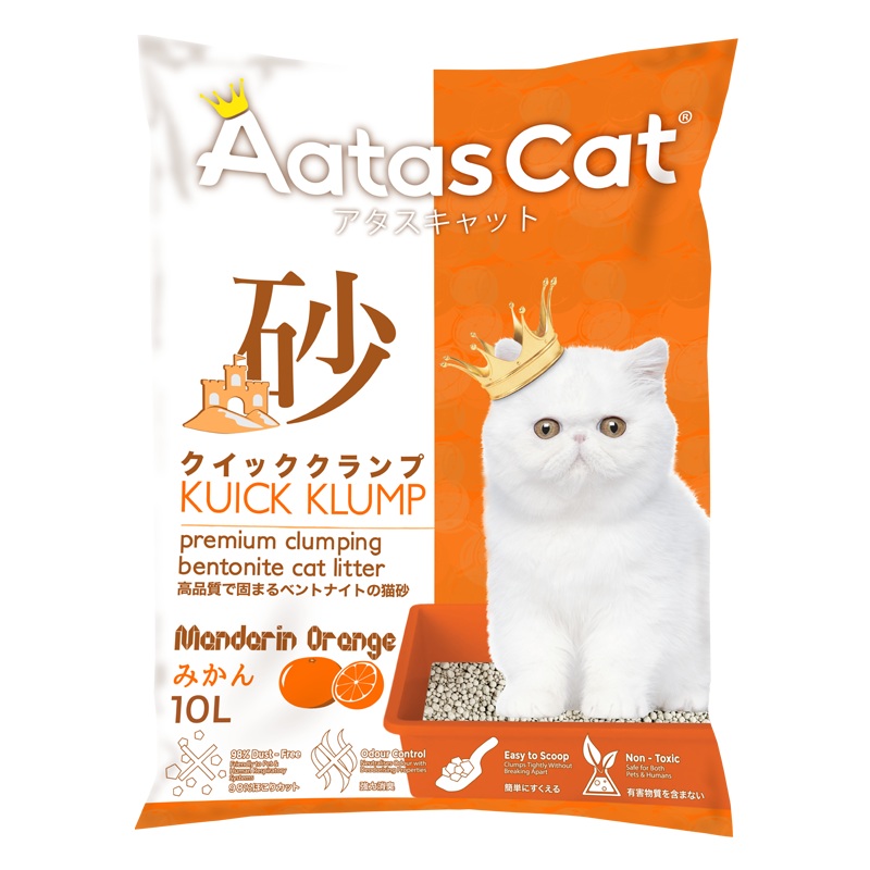 Aatas Cat Premium Clumping Bentonite Cat Litter – Kuick Klump Mandarin Orange 10L